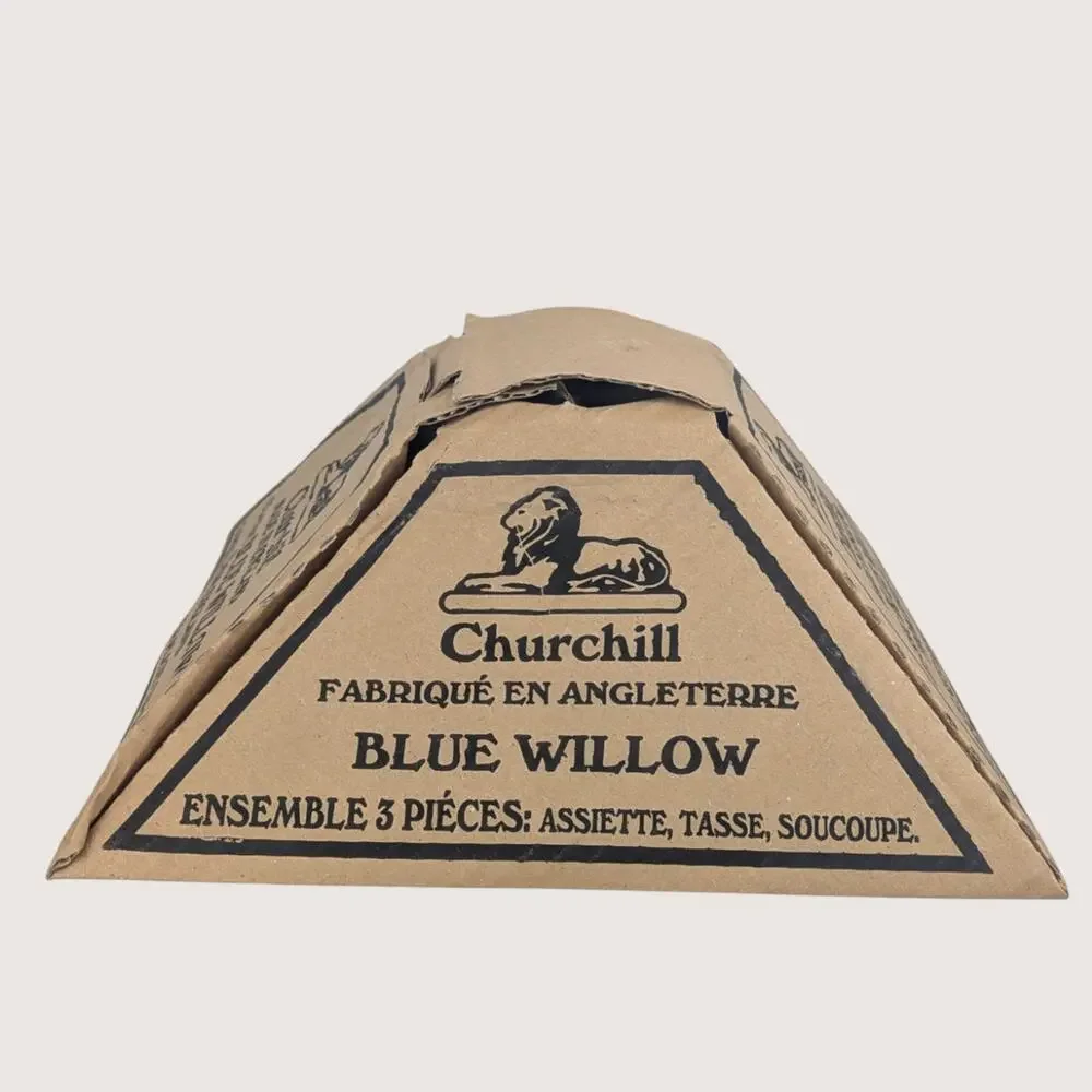 Vintage Churchill Classic Blue Willow 3 Piece Tableware Set
